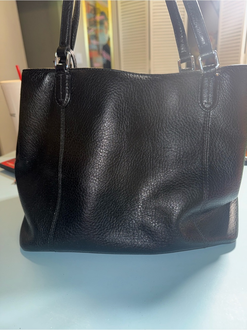 Lauren Ralph Lauren Black Pebbled Leather Tassel Tote - Picture 2 of 5